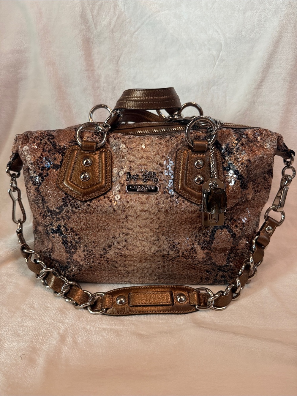 Coach Madison Sequin Python Handbag